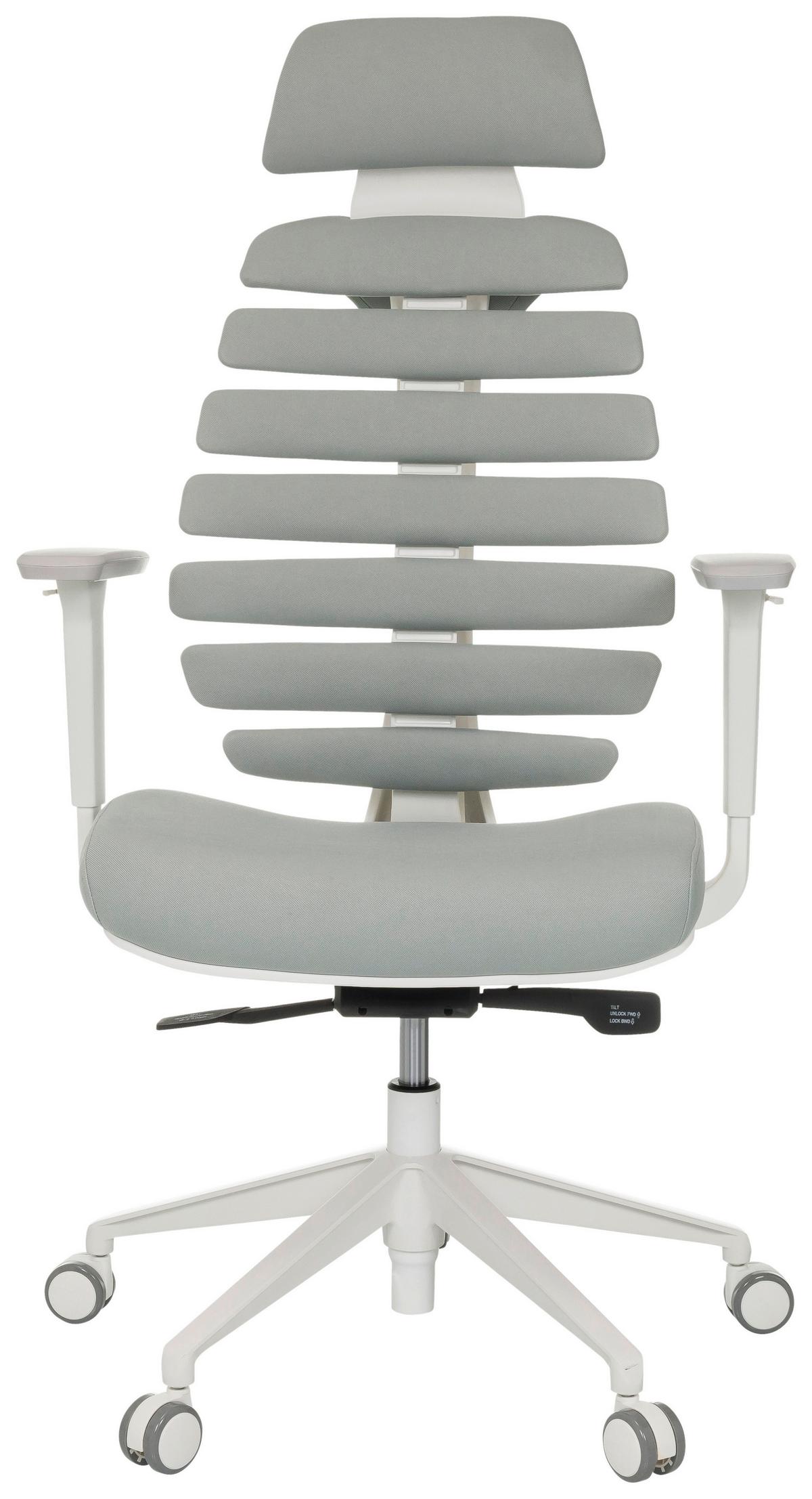 Drehstuhl Ergo Line W Hellgrau B: 67 Cm - Hellgrau/Weiß, MODERN, Kunststoff/Textil (67/116 - 133/65cm) - MID.YOU