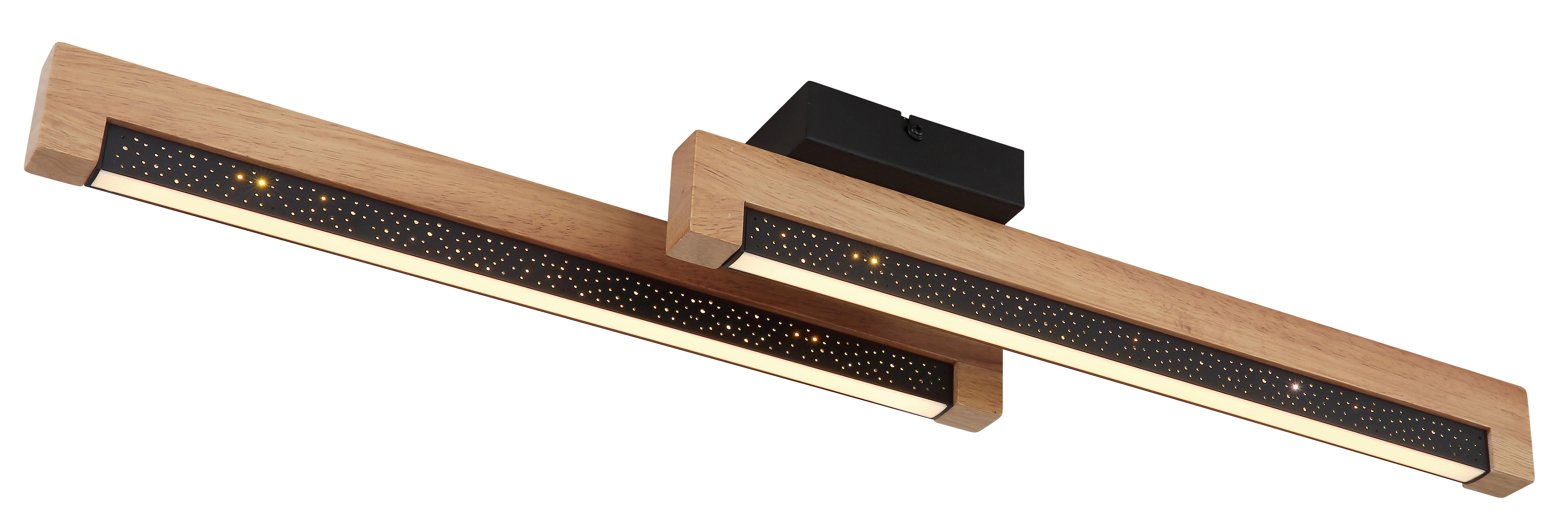 LED-Deckenleuchte 67849d - Dunkelbraun/Schwarz, Natur, Kunststoff/Metall (70/13/8cm) - Globo