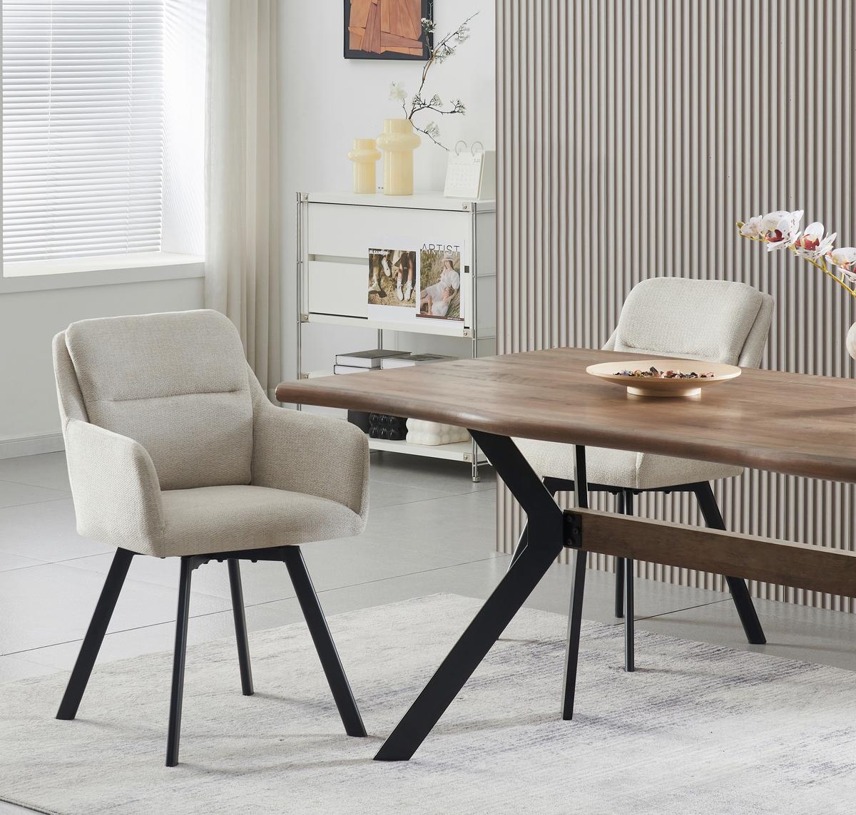 Stuhl-Set Sophie Creme B: 53 cm - Anthrazit/Creme, MODERN, Textil (53/87/62cm) - MID.YOU