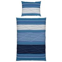 Seersucker Bettwäsche 140x 200 cm Emina Blau Streifen - Blau, MODERN, Textil (140/200cm) - Luca Bessoni