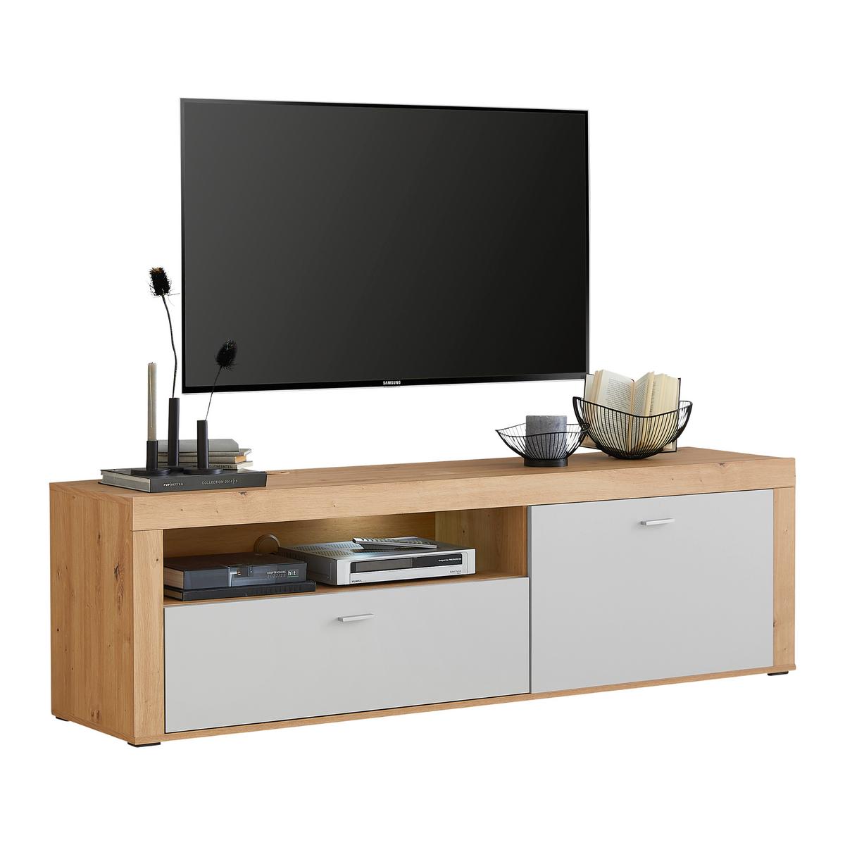 KOMODA POD TELEVIZI CANBERRA - barvy chromu, Moderní, kompozitní dřevo/plast (180/53,1/41,8cm)