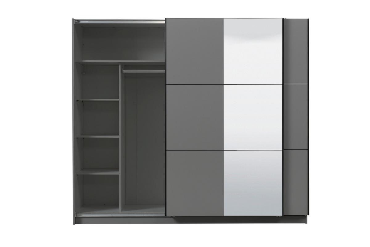 Tolóajtós Szekrény Sierra 236/210 Cm - antracit/fehér, Basics, faalapú anyag (236,5/210/62,5cm)