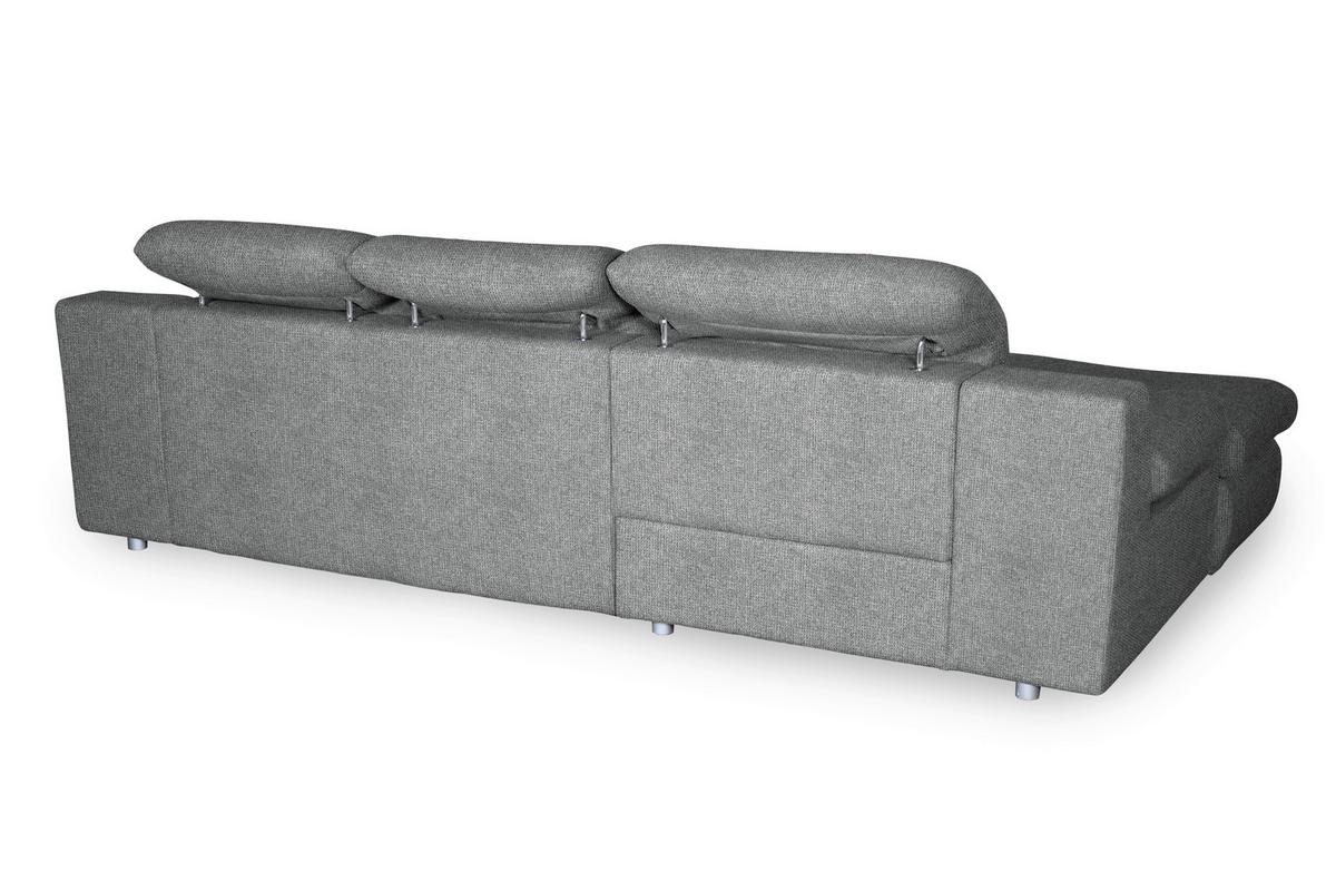Ecksofa Isona Dunkelgrau Chenille - Chromfarben/Dunkelgrau, Design, Textil (165/286cm) - Livetastic