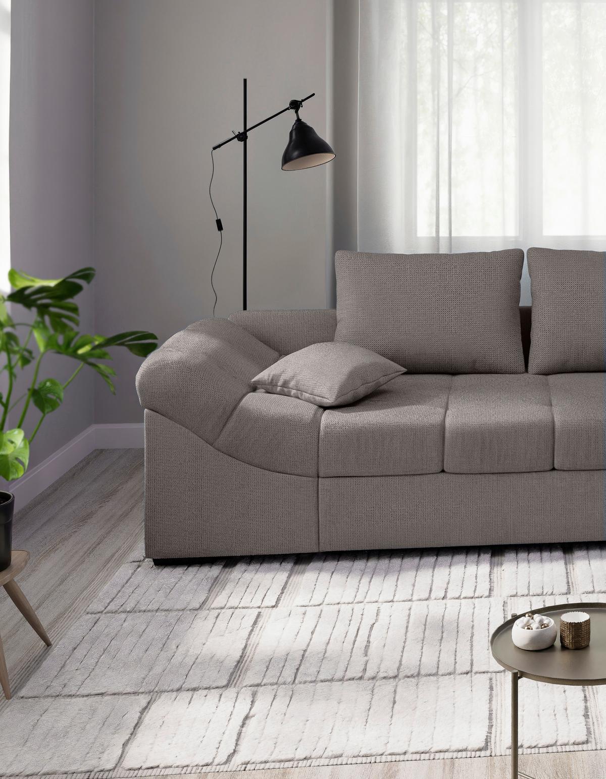 Eckschlafsofa Alvito Graubraun S: 298x202 Cm - Graubraun/Schwarz, MODERN, Textil (298/202cm) - MID.YOU