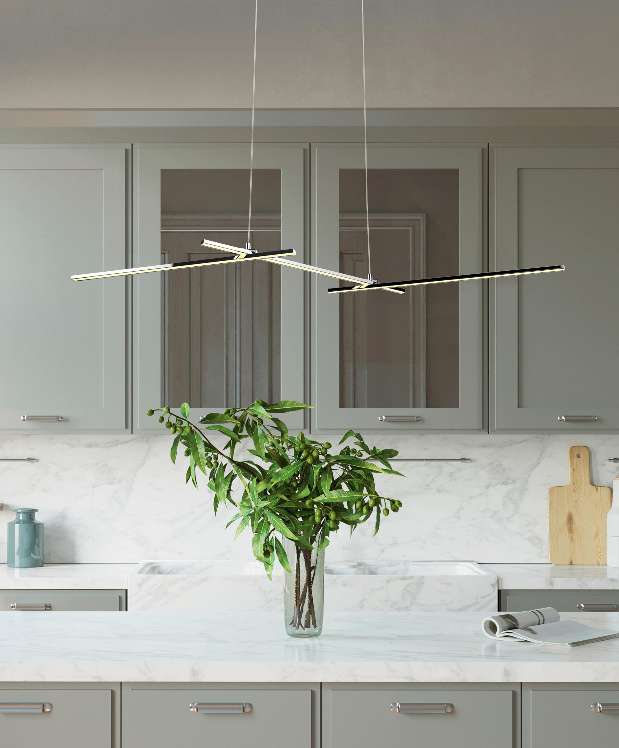 Led-pendelleuchte A0021-330 Thasos - Chromfarben, Design, Metall (103/23/120cm)