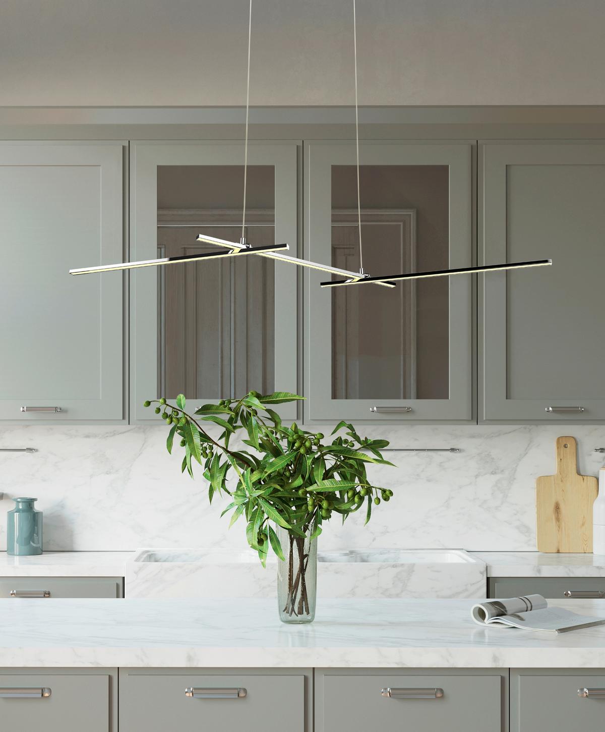 Led-pendelleuchte A0021-330 Thasos - Chromfarben, Design, Metall (103/23/120cm)