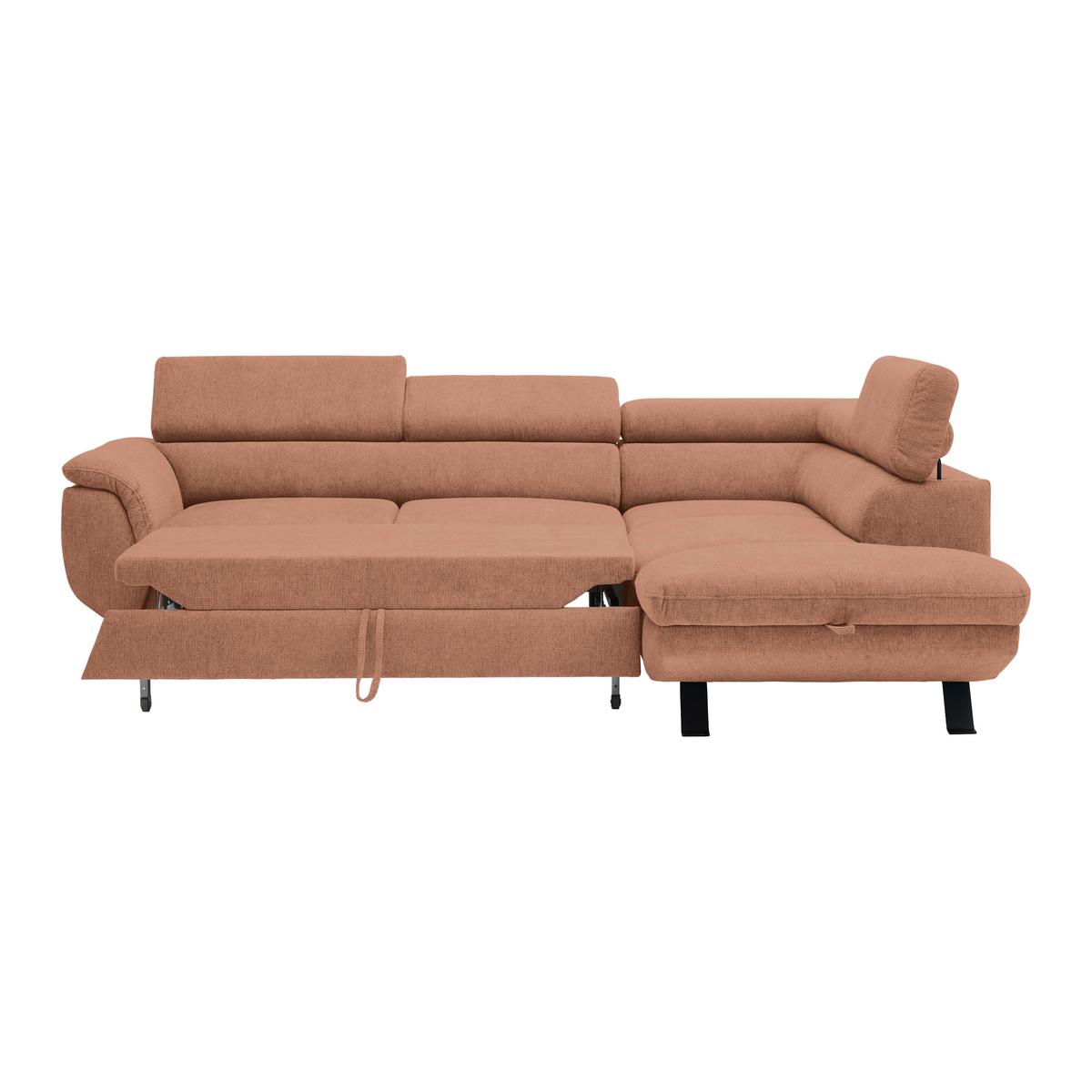 Rohová sedačka RAVEN, pravá, marhuľová - marhuľová/čierna, Modern, kov/textil (257/198cm) - Mömax