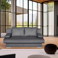 Schlafsofa Bora Dunkelgrau B: 193 Cm - Chromfarben/Dunkelgrau, Design, Holzwerkstoff/Textil (193/86/85cm) - P & B