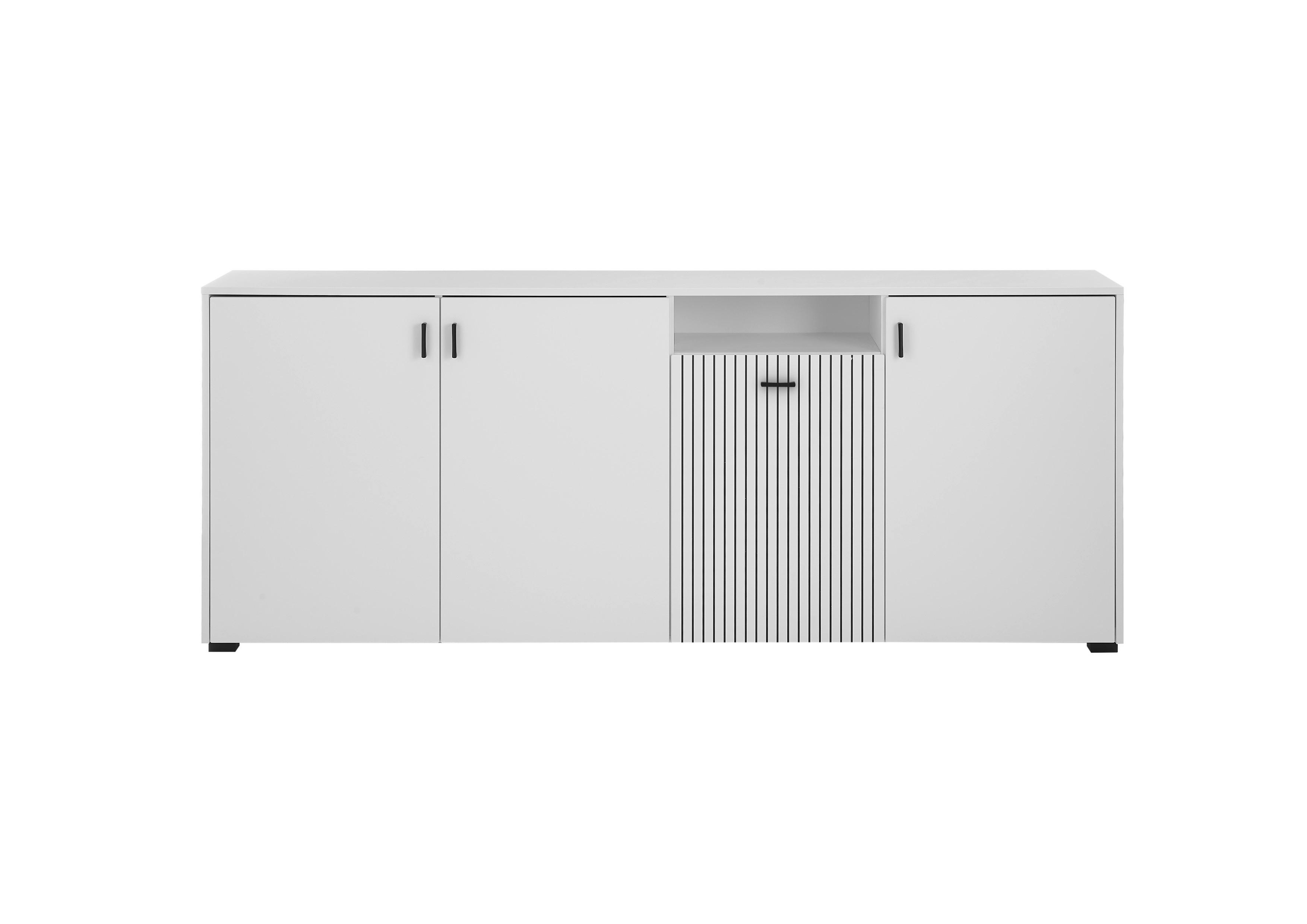 Sideboard Hudson Schwarz/Weiß B: 200 cm - Schwarz/Weiß, Design, Holzwerkstoff (200/80/42cm) - MID.YOU