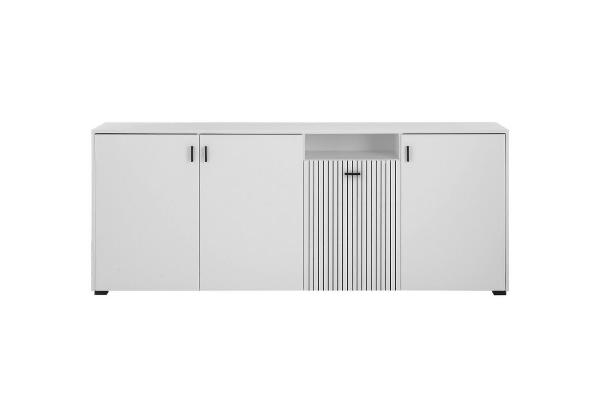 Sideboard Hudson Schwarz/Weiß B: 200 cm - Schwarz/Weiß, Design, Holzwerkstoff (200/80/42cm) - MID.YOU