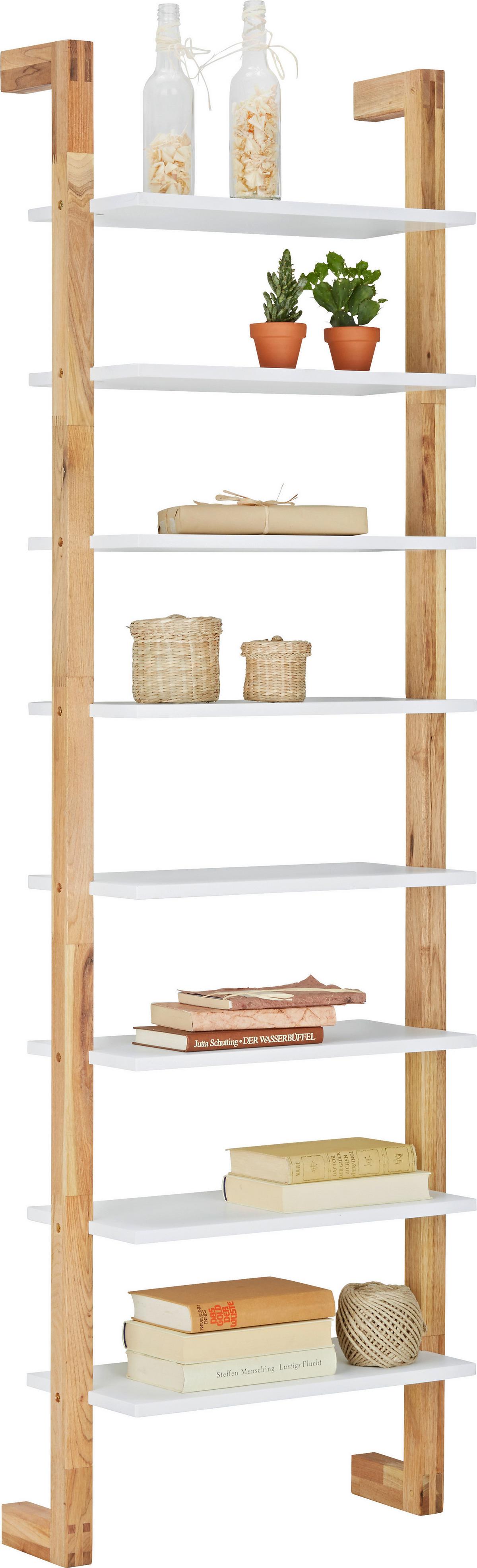 Regal masiv - bílá/přírodní barvy, Moderní, dřevo/kompozitní dřevo (55/180/25cm) - Mömax