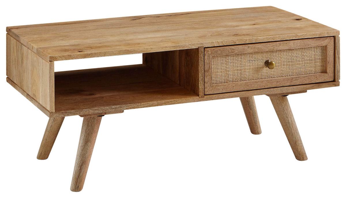 Konferenční stolek mangové dřevo - přírodní barvy/barvy zlata, Konvenční, kov/dřevo (90/45/40cm) - MID.YOU