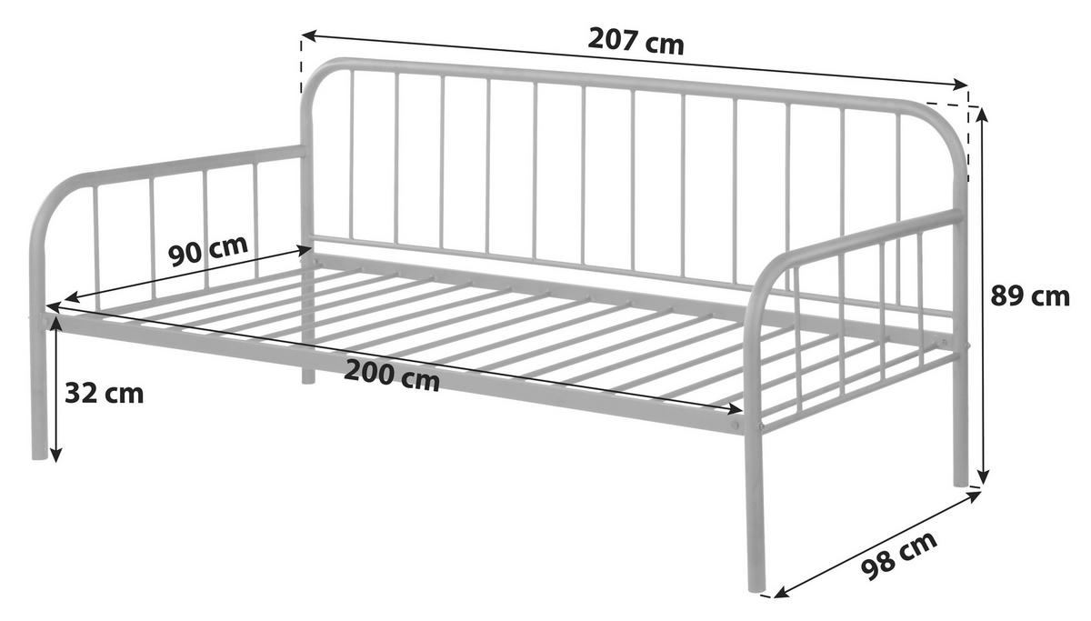 Kovová postel INDUSTRIAL - černá, Moderní, kov (90/200cm)