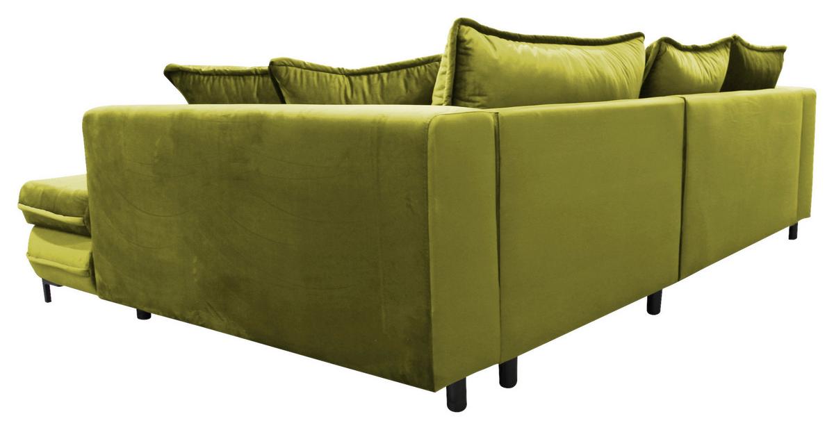 Eckschlafsofa Bello Hellgrün Schlaffunktion Ottomane Rechts - Schwarz/Hellgrün, Design, Textil (277/187cm) - Livetastic