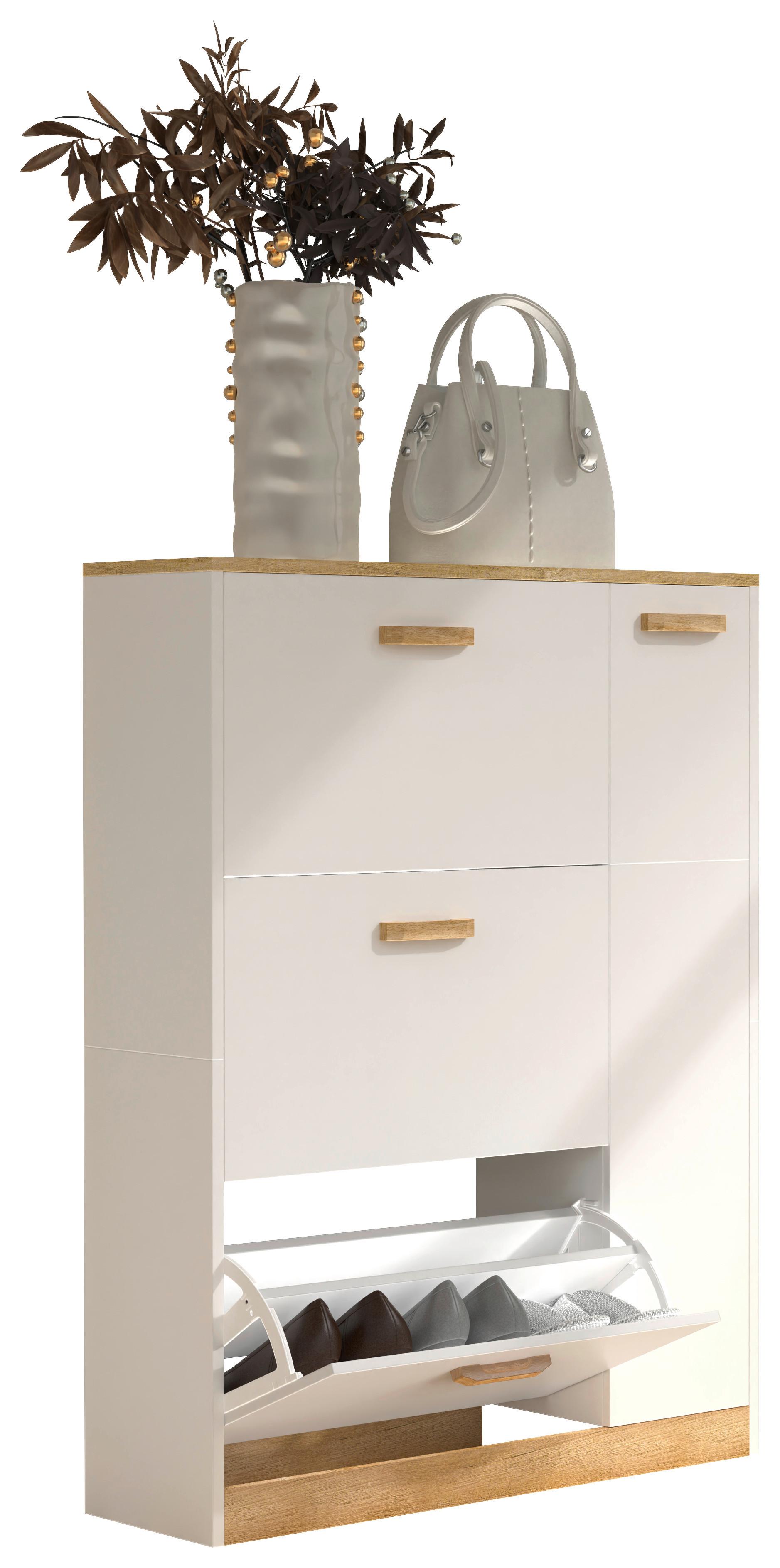 Badmöbel-Set 4--Teilig. Bitila B: 135 cm Weiß/Honigeiche - Honigeiche/Schwarz, MODERN, Glas/Keramik (135cm) - MID.YOU