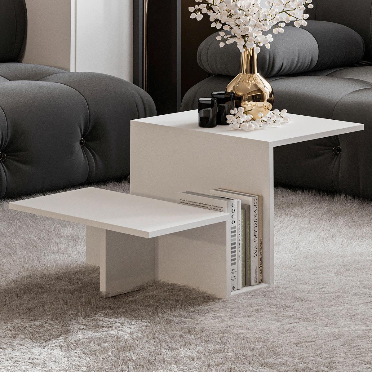 Couchtisch Relinda Weiß B: 90 Cm - Weiß, Design, Holzwerkstoff (90/45/50cm) - Livetastic