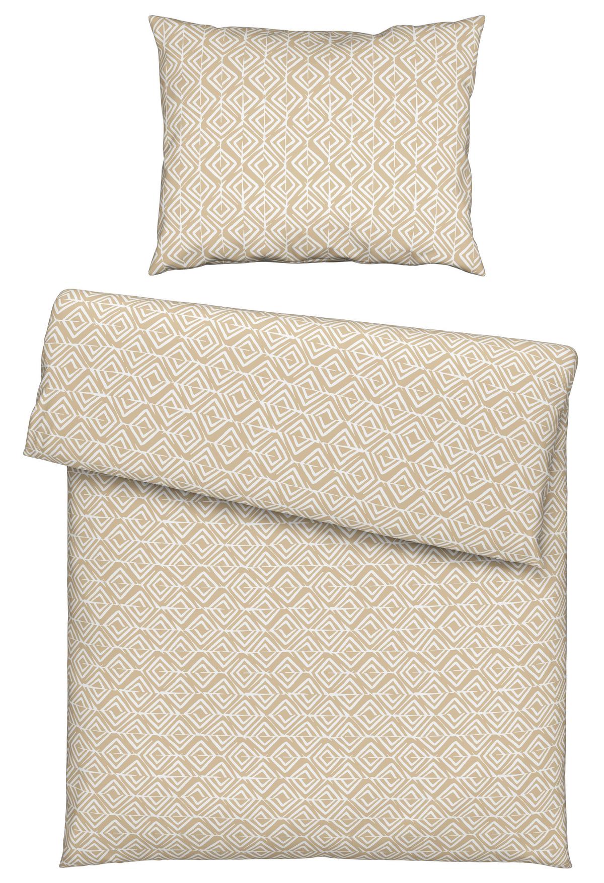 Baumwolle-Bettwäsche 140x200 cm Chrisi Beige - Beige, MODERN, Textil - Luca Bessoni