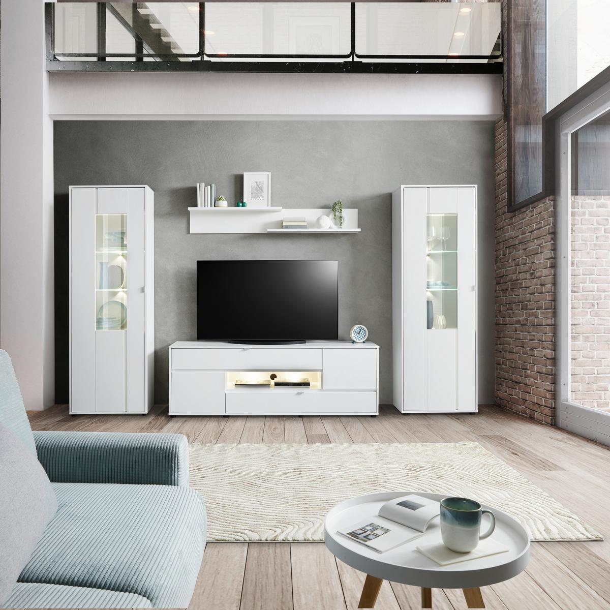 VITRÍNA ALABAMA - bílá/černá, Moderní, kov/kompozitní dřevo (64/198/38cm)