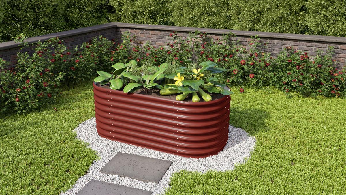 Hochbeet Vita 82,1x63x162,1 cm, Oval, Rot - Rot, Basics, Metall (82,1/63/162,1cm)