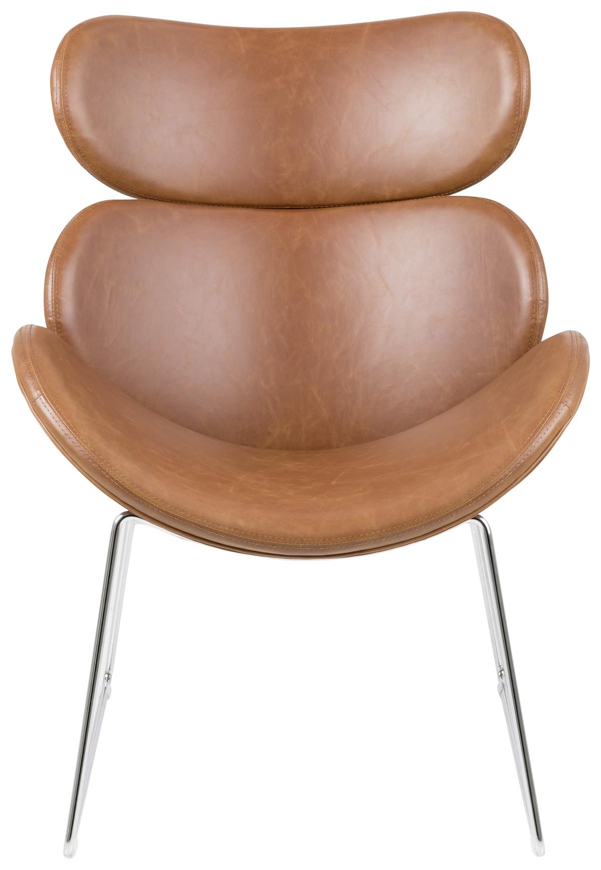 Esszimmerstuhl Cazar Cognac Gepolstert - Chromfarben/Cognac, Trend, Textil (69/90,5/78,5cm) - MID.YOU