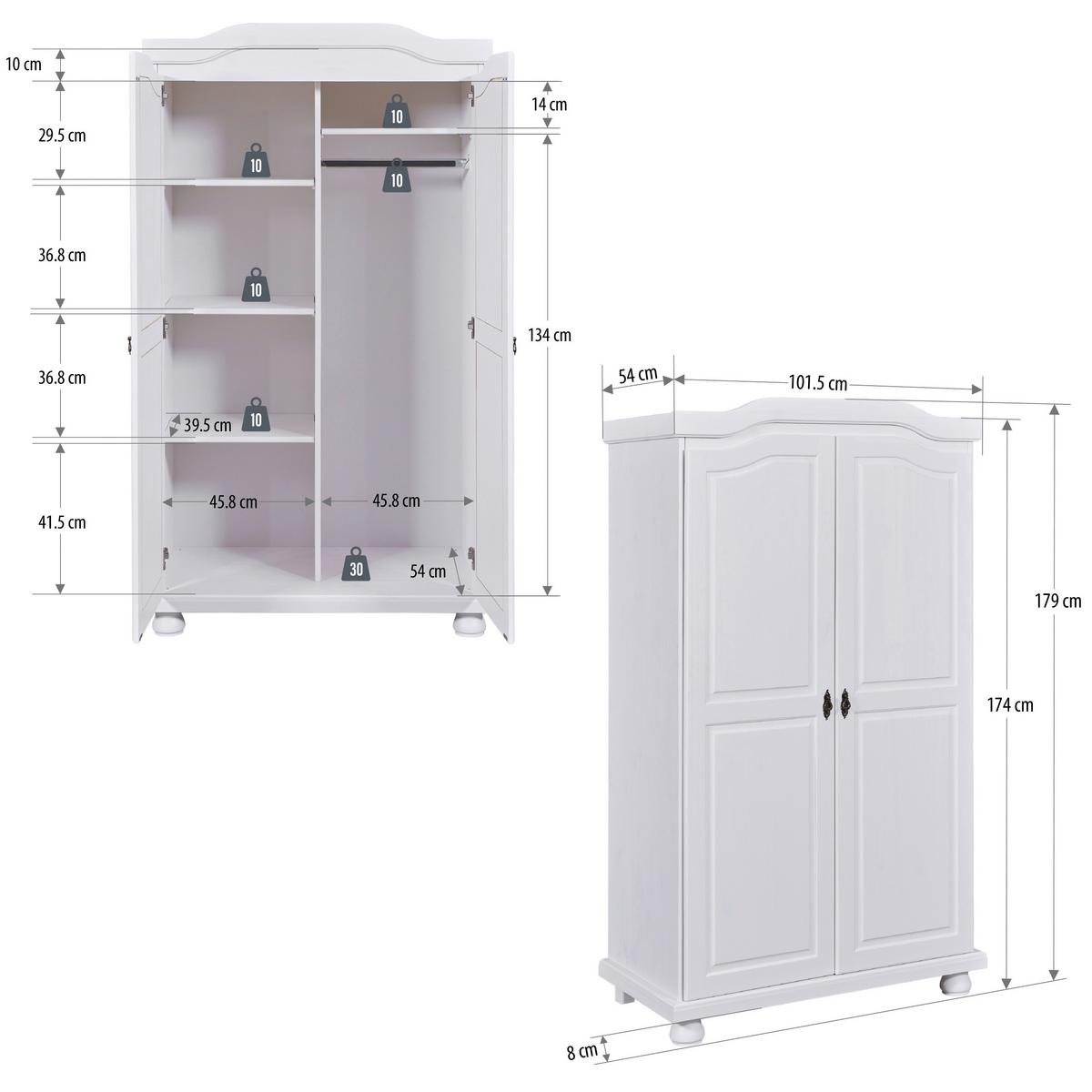 Einzelzimmer Vilmar Hedda Weiß 2-teilig - Weiß, MODERN, Holz - MID.YOU