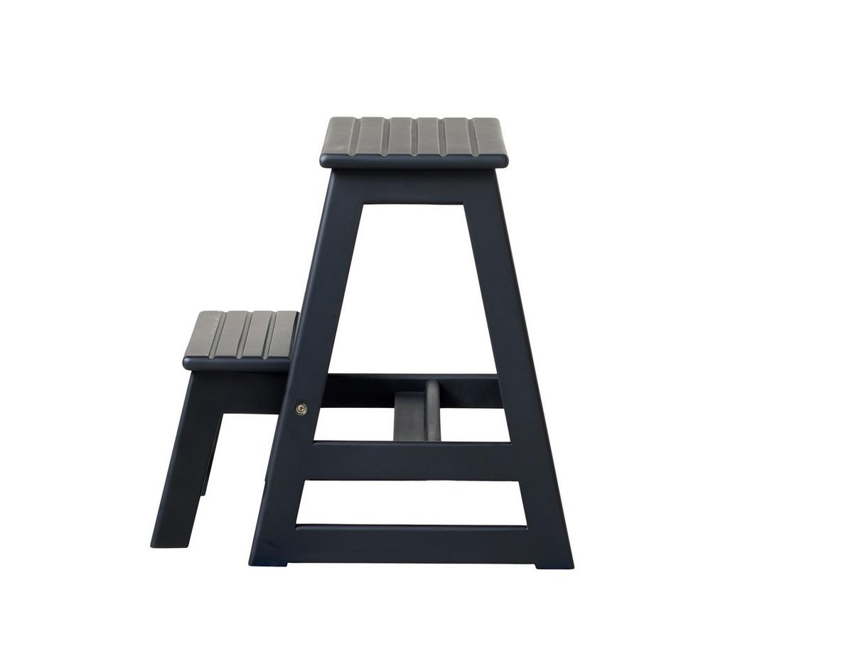Trritthocker Skala, Schwarz 45,5x49x38,5 cm - Schwarz, Natur, Holz (45,5/49/38,5cm) - Gardenson