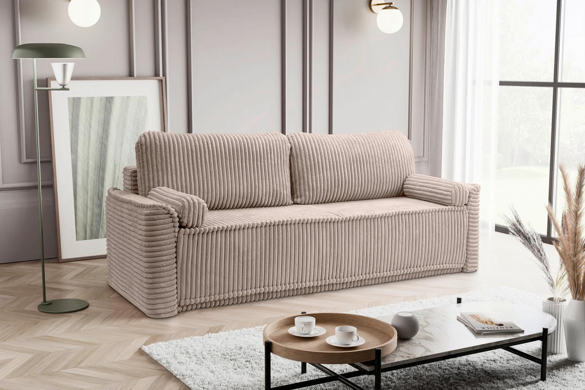 Schlafsofa Grubs Greige B: 225cm - Greige/Schwarz, Basics, Holz/Textil (225/96/93cm) - MID.YOU