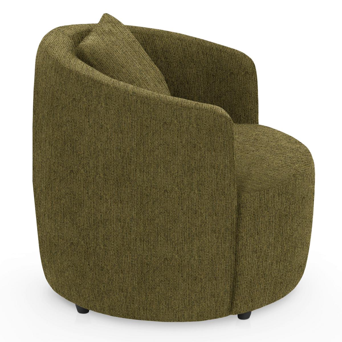 Polstersessel Pina Olivgrün Chenille - Schwarz/Olivgrün, Design, Textil (81/74/81cm) - Livetastic
