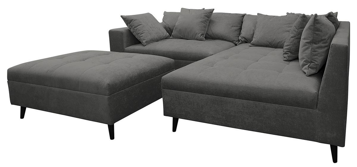 Ecksofa Pruno, Grau S: 247x174 Cm - Schwarz/Grau, Design, Textil (247/174cm) - MID.YOU