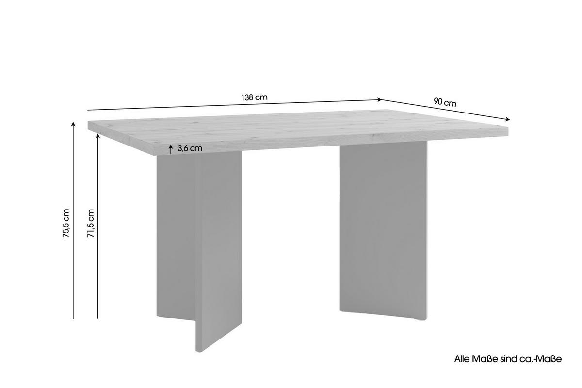 Esstisch Marten - Eichefarben/Anthrazit, MODERN, Holzwerkstoff (138/90/75,5cm) - MID.YOU