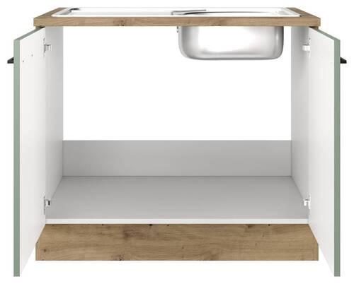 Spülenunterschrank Cara Eiche Artisan/Dekor B: 100 cm - Eiche Artisan/Grün, KONVENTIONELL, Holzwerkstoff (100/85/57cm) - FlexWell