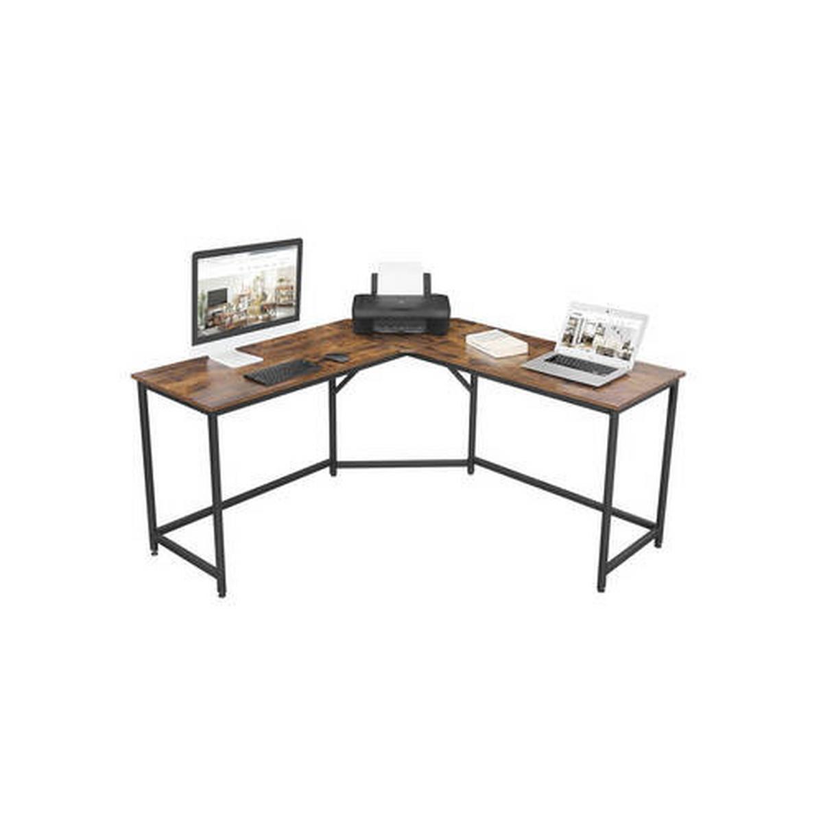Rohový písací stôl IRON - hnedá/čierna, Basics, kov/kompozitné drevo (149/149/75cm) - Boxxx