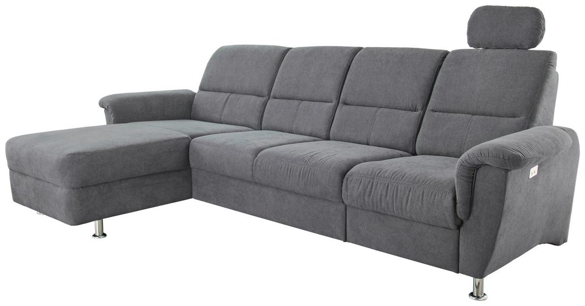 Ecksofa Parole Anthrazit 165x292 cm - Chromfarben/Anthrazit, KONVENTIONELL, Textil (165/292cm) - Livetastic