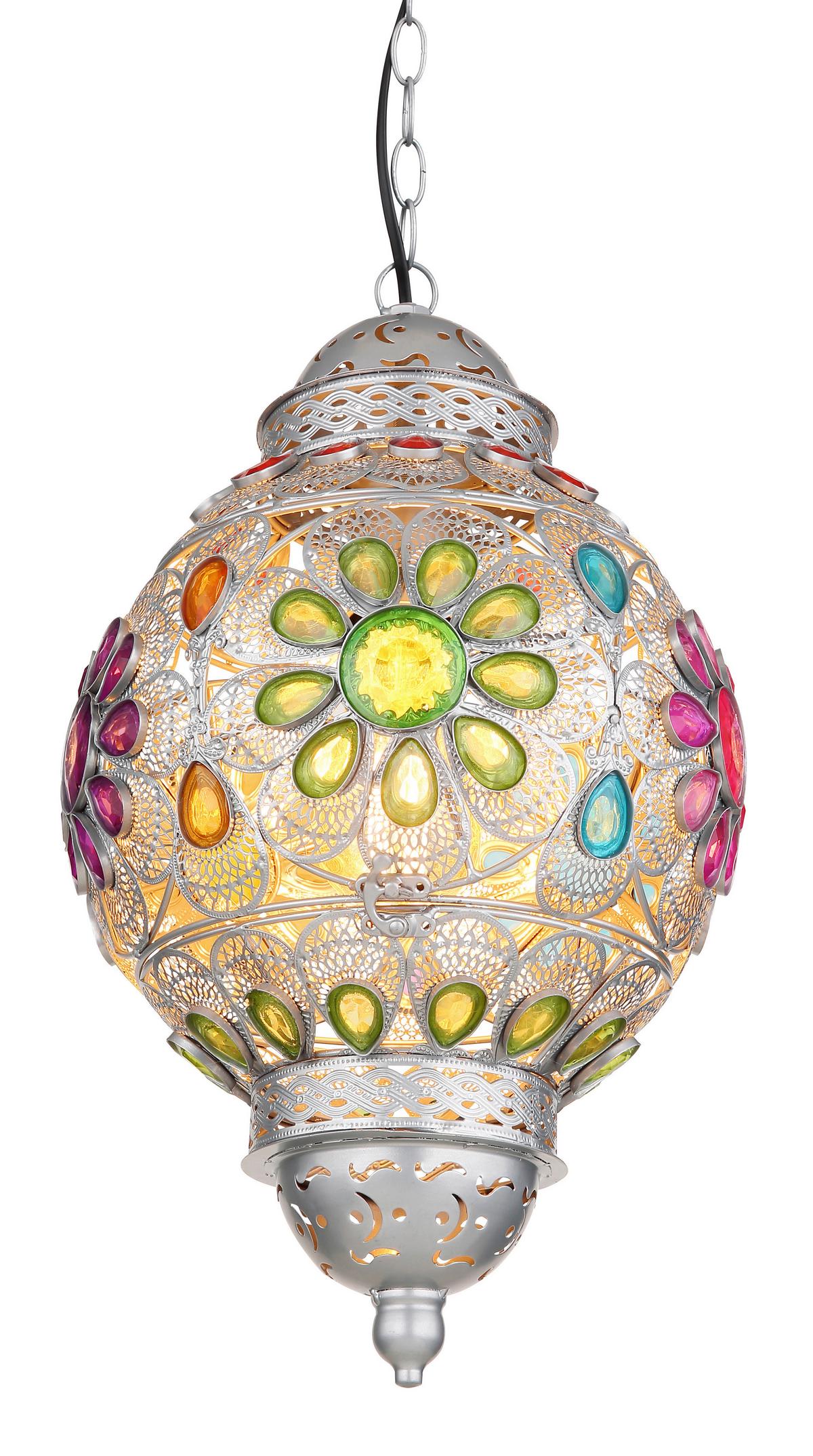 Hängeleuchte 15658h - Silberfarben/Multicolor, Trend, Kunststoff/Metall (27/120cm) - Globo