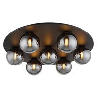 LED-Deckenleuchte 56133-7d Riha - Transparent/Schwarz, Design, Glas/Metall (60/15,5cm) - Globo
