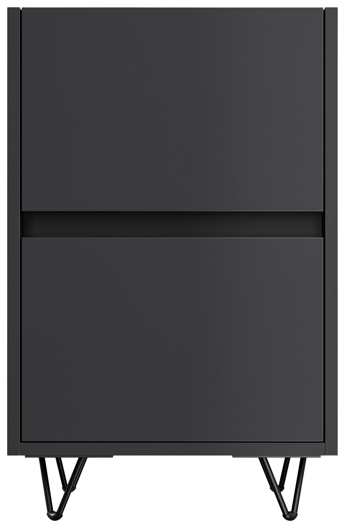 Nachttisch Industrial Graphitfarben B: 41,2cm - Schwarz/Graphitfarben, Basics, Holzwerkstoff/Metall (41,2/65/42cm) - MID.YOU