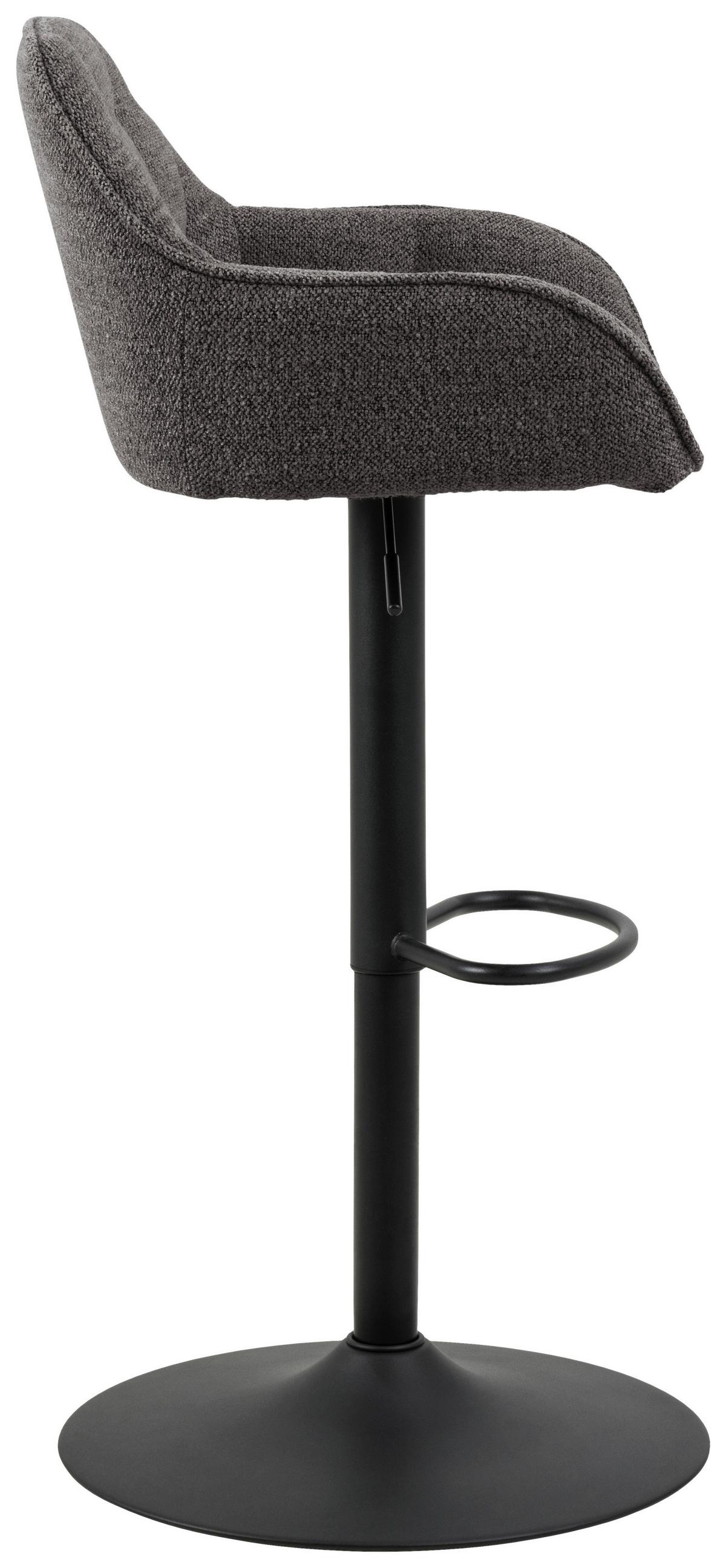 Barhocker Brooke - Anthrazit/Schwarz, Design, Textil/Metall (57/63-84/53cm) - MID.YOU