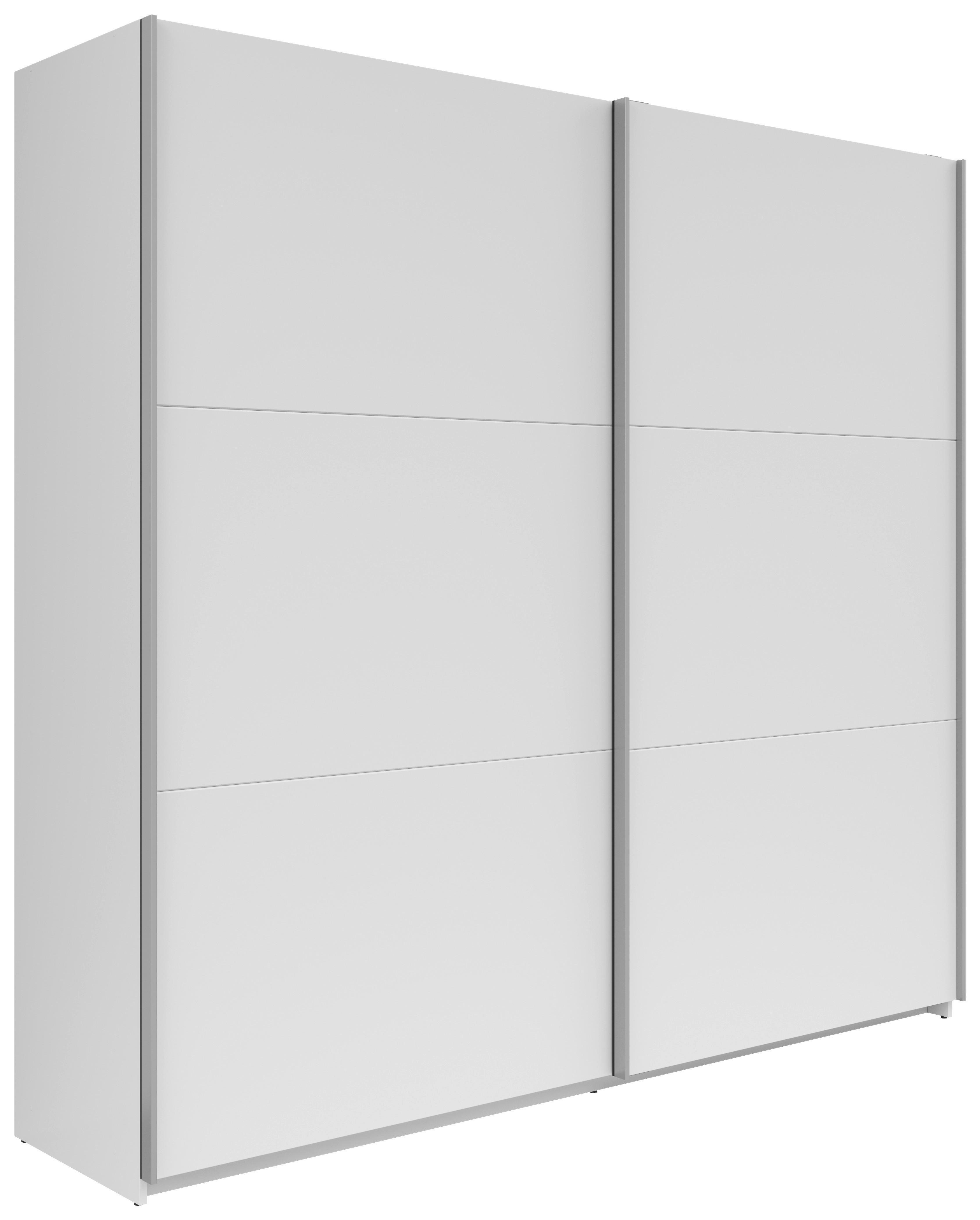 Šatní Skříň S Posuvnými Dveřmi Saturn,bílá - bílá/barvy stříbra, Konvenční, kov/kompozitní dřevo (218/210/59cm)