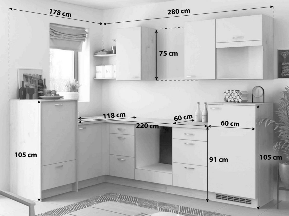 Eckküche Win - Anthrazit/Magnolie, MODERN, Holzwerkstoff (178/280cm) - Express