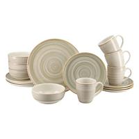 Kombiservice Caoba Steingut Creme/Sandfarben 16 tlg. - Sandfarben/Creme, Basics, Keramik - Creatable