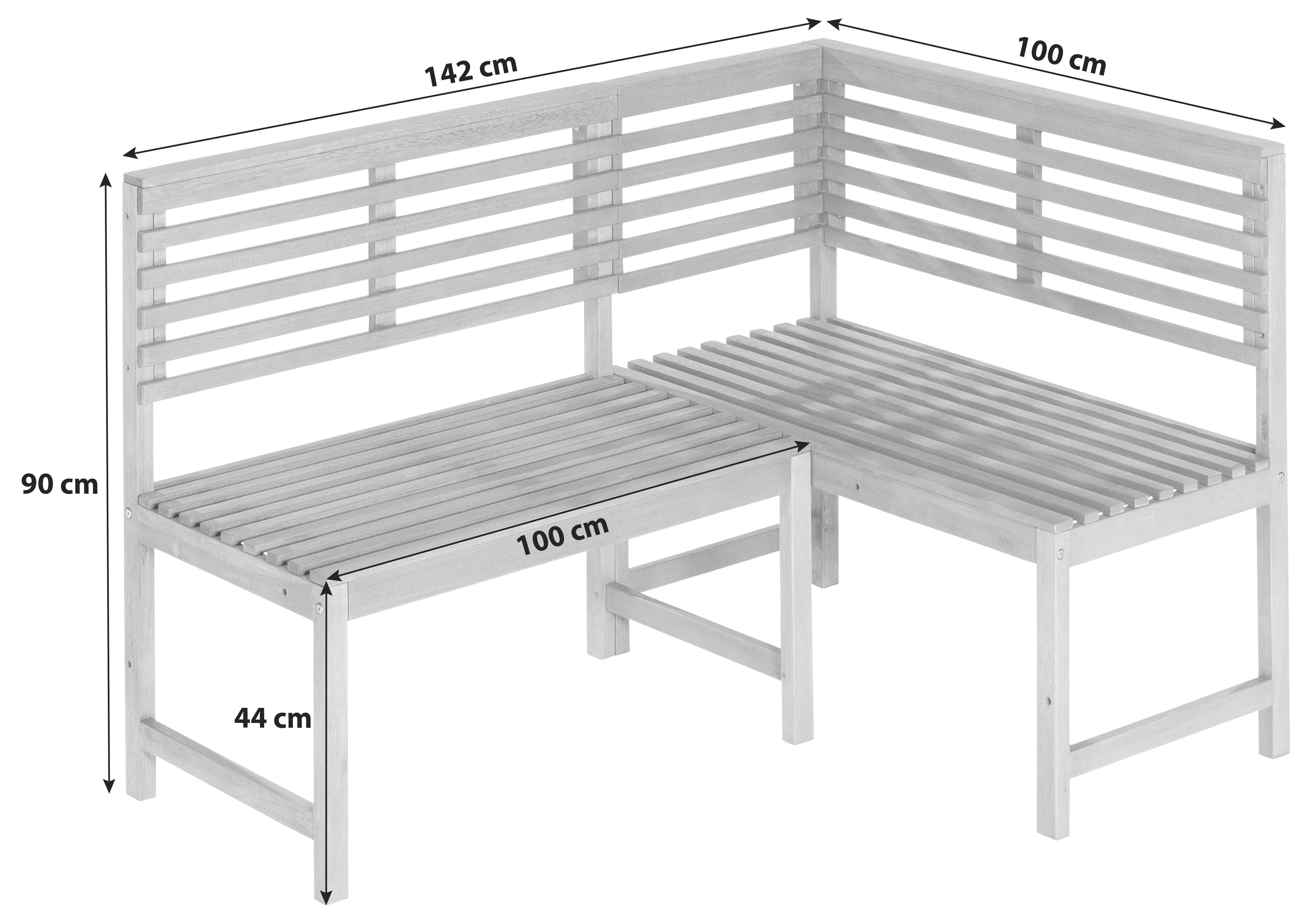 Gartenbank Echtholz 3-4-Sitzer mit Rückenlehne - Naturfarben, KONVENTIONELL, Holz (142/100cm) - Gardenson