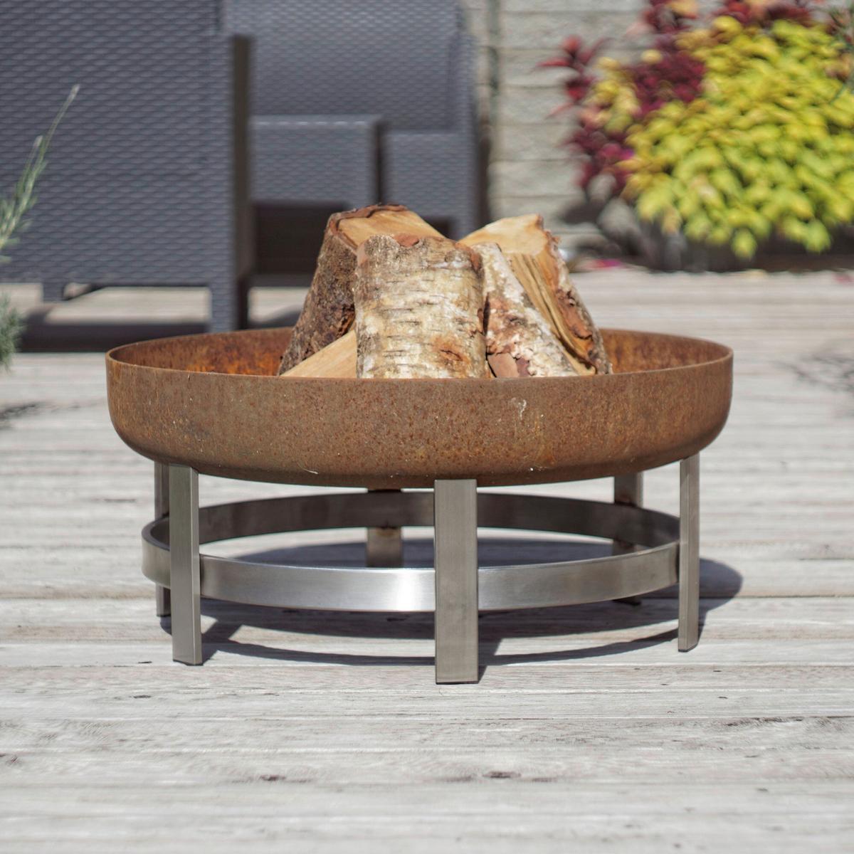 Feuerschale Flame XXL - Edelstahlfarben/Rostfarben, Basics, Metall (63/63/28cm)