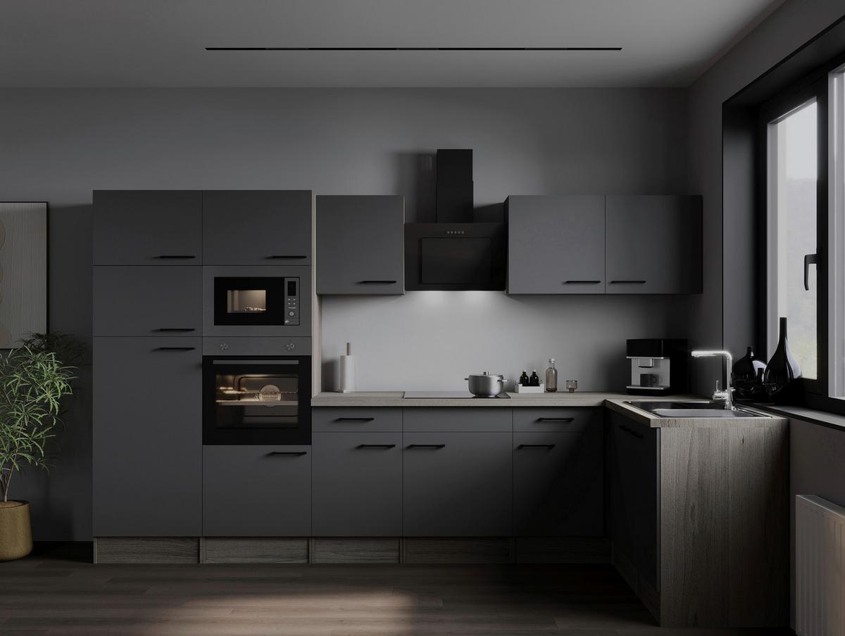 Eckküche Oliver Grau, Eiche Dekor S: 340x172cm - Eichefarben/Grau, Design, Holzwerkstoff (340/172cm) - Respekta