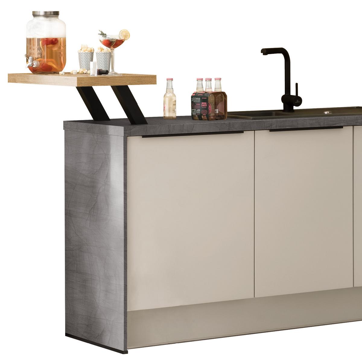 Eckküche Ip1200 ohne Geräte 192x292 cm Kieselgrau/Eiche - Weiß, MODERN, Holzwerkstoff (192/292cm)