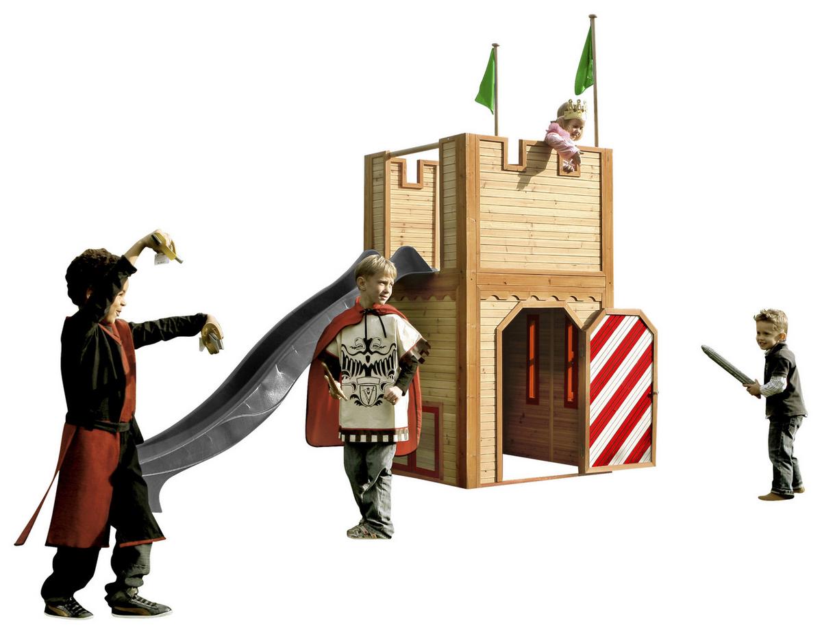 Spielhaus A030.109.80 - Rot/Braun, KONVENTIONELL, Holz/Kunststoff (319/195/110cm) - Ambia Garden