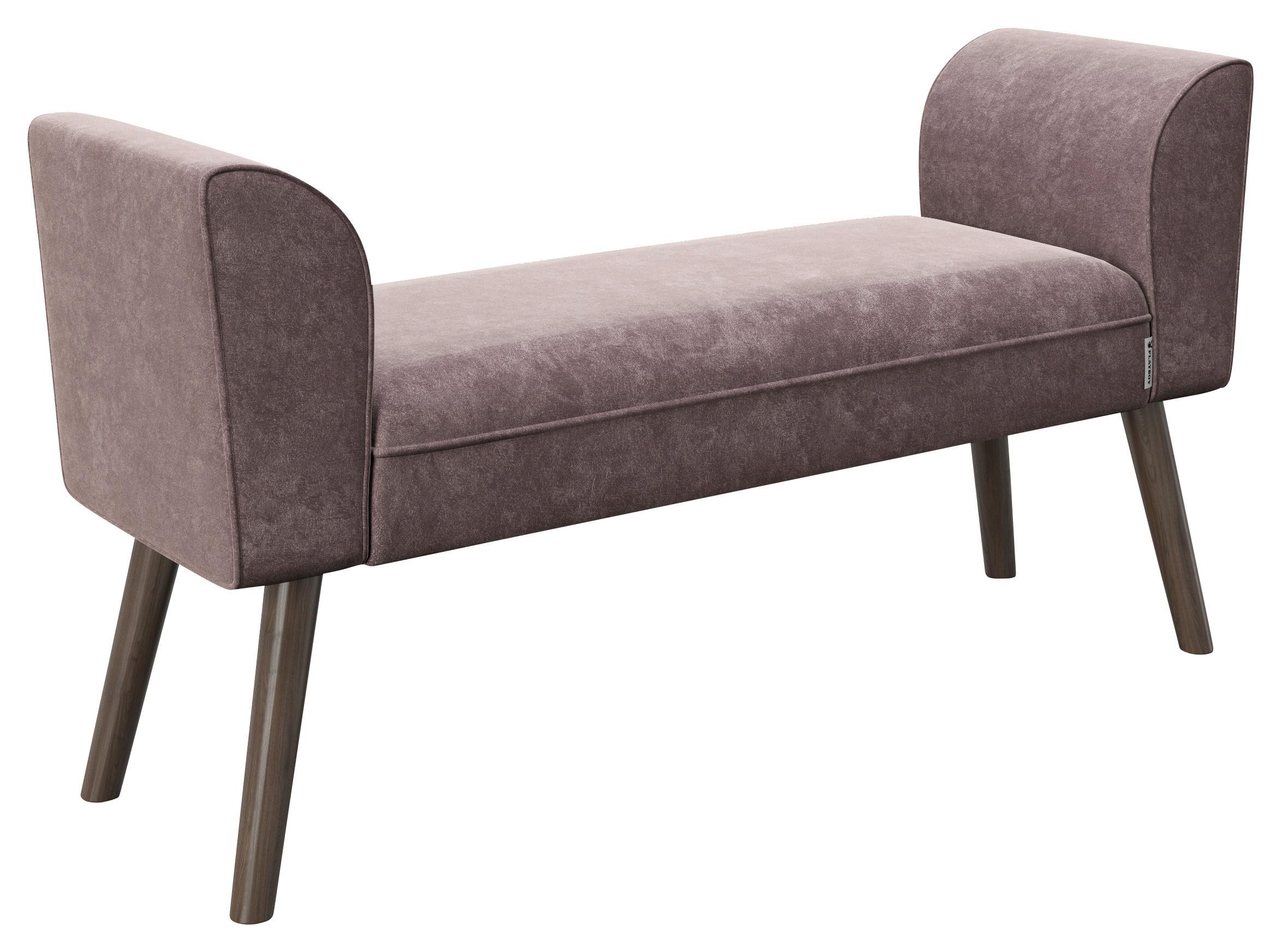Hockerbank Tiffany Samt Rosa H: 54,5 Cm Füße Echtholz - Walnussfarben/Rosa, MODERN, Textil (92,7/54,5/30cm) - Playboy