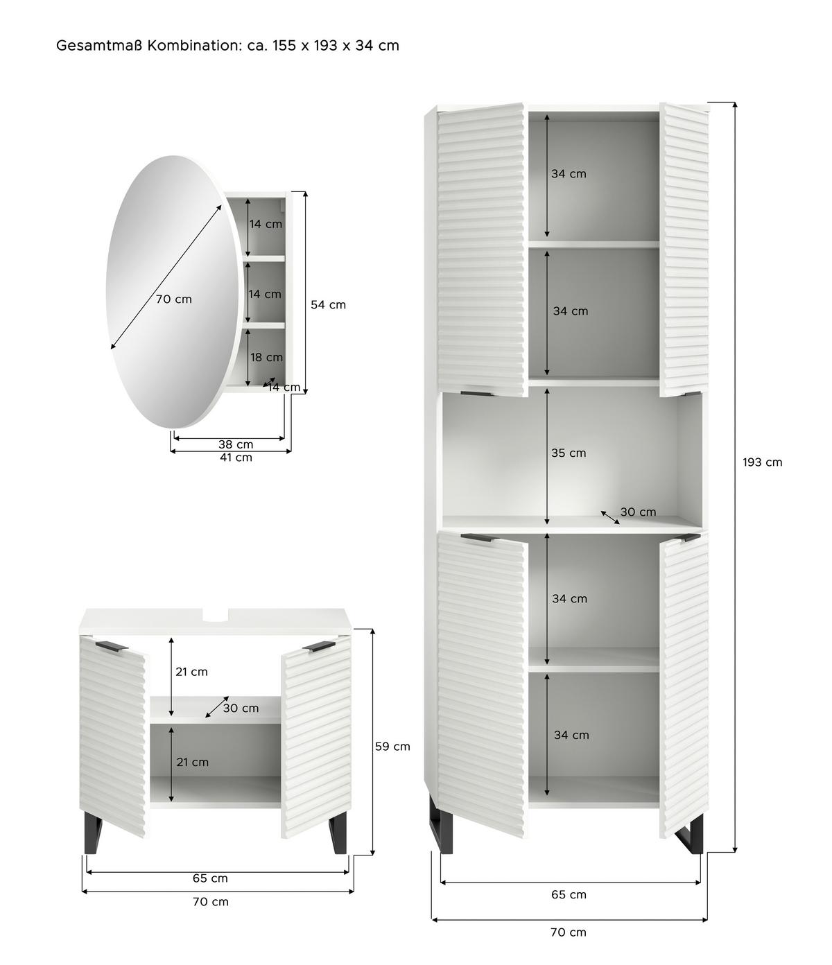 Badezimmer Riff Weiß B: 140 Cm - Schwarz/Weiß, MODERN, Holzwerkstoff (140cm) - MID.YOU