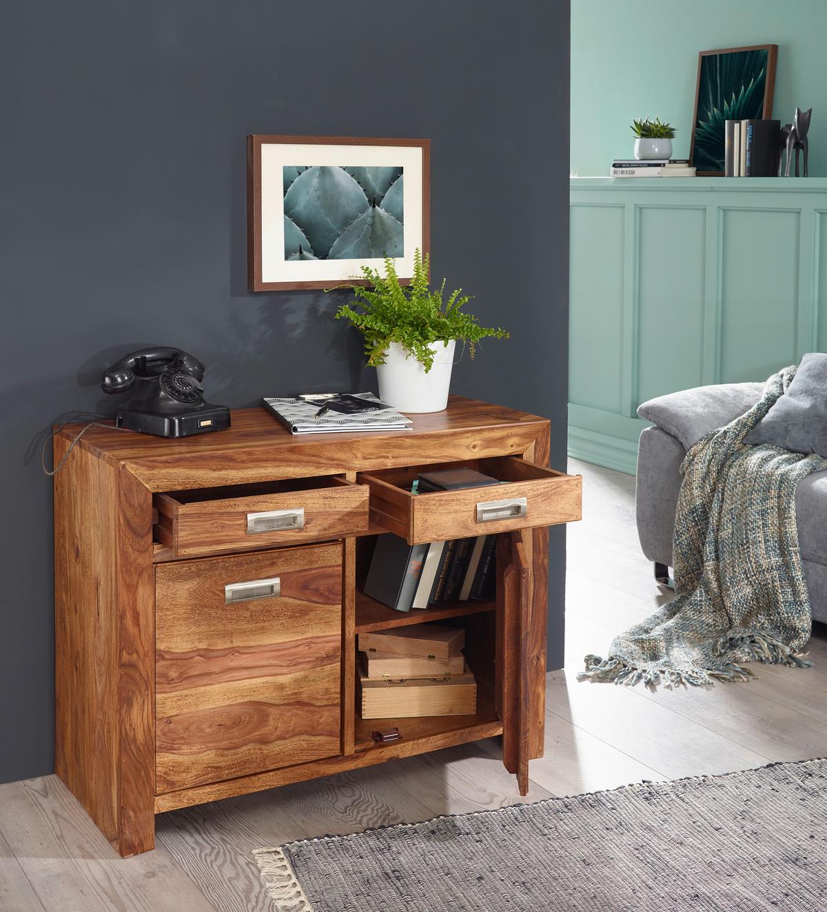 Sideboard Sheesham Sheeshamfarben B: 90 cm - Sheeshamfarben, Design, Holz (90/70/40cm) - MID.YOU