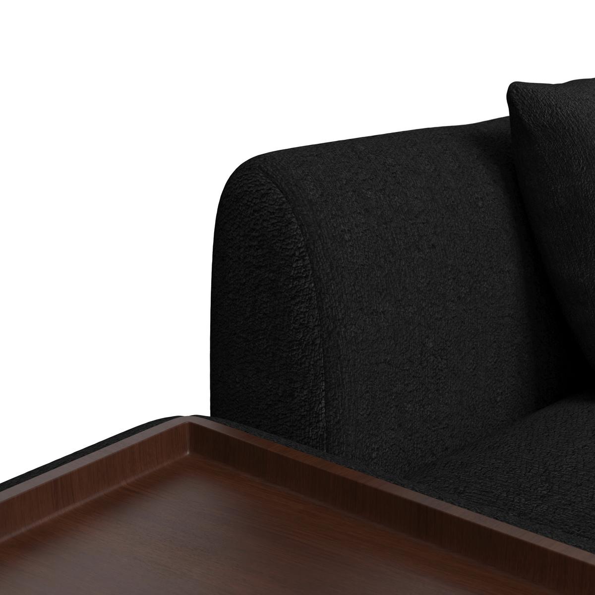 Rohová sedačka KIRA, černá žinylka, se stolíkem - černá, Moderní, dřevo/textil (410/71/108cm) - Bessagi Home