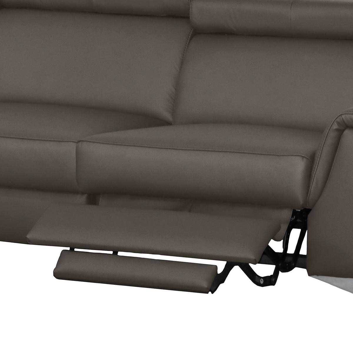 Ecksofa Lince Dunkelbraun S: 197x257 cm - Chromfarben/Dunkelbraun, Design, Leder/Textil (197/257cm) - Livetastic